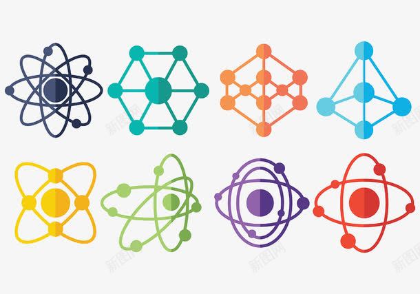 不同的颜色设置图标原子球向量png_新图网 https://ixintu.com 不同的颜色 分子结构 原子球 图标 多彩