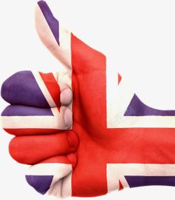 手上彩绘竖起大拇指手上的英国国旗彩绘高清图片
