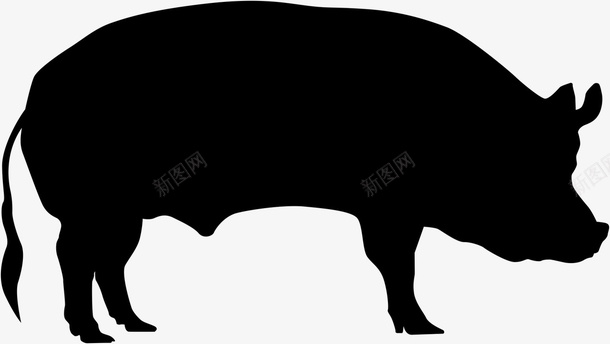 小猪剪影图标png_新图网 https://ixintu.com 剪影 动物 小猪 尾巴 猪鼻子 站立的 耳朵