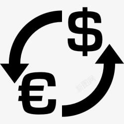 汇率兑换货币兑换欧元兑美元图标高清图片