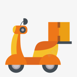 单轮卡通电动平衡车橘黄色外卖送餐车高清图片
