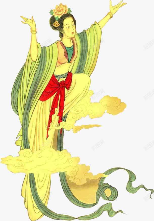 敦煌腾云驾雾png免抠素材_新图网 https://ixintu.com 壁画 腾云 腾云驾雾 驾雾