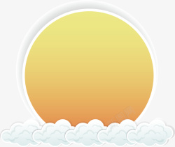 黄色圆盘太阳和白云高清图片