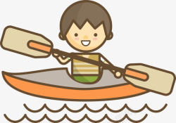 皮划艇设计小孩划船插画风矢量图高清图片