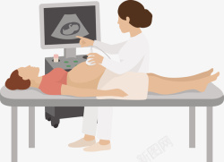 产科医生产科医生给孕妇打B超矢量图高清图片