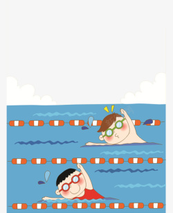 韩版插画卡通游泳海报插图高清图片