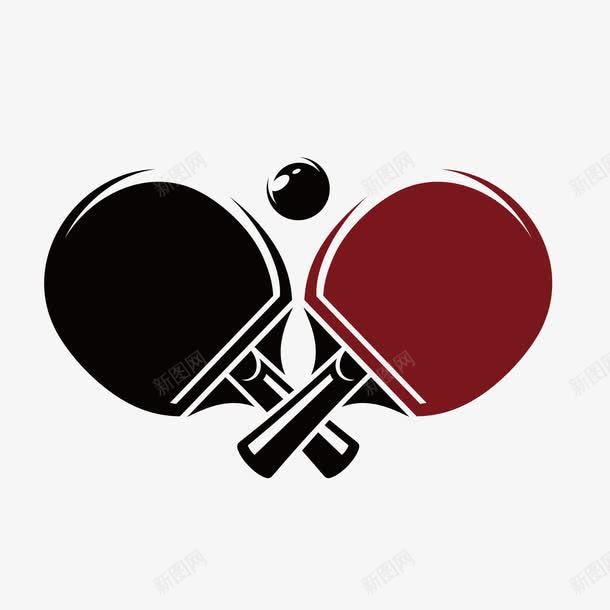 乒乓球运动png免抠素材_新图网 https://ixintu.com 打乒乓球 红黑球拍 运动