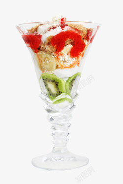 奇异果免费下载透明杯子里的草莓奇异果口味冰激高清图片
