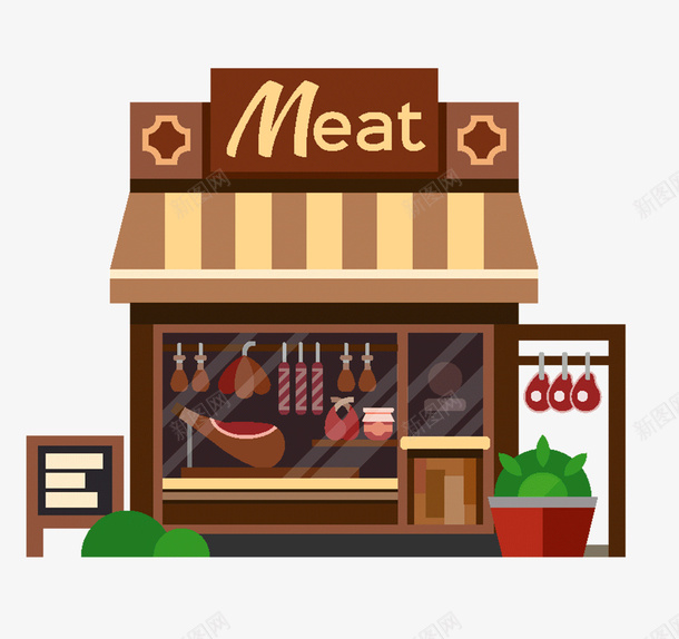 卡通肉食店手绘图png免抠素材_新图网 https://ixintu.com 卡通肉块 店铺 牛肉 猪肉 简图 羊肉 肉块 肉食店 鸡肉
