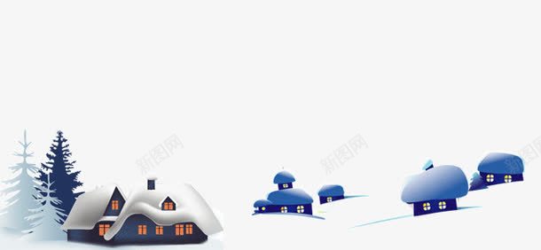 雪覆盖的小房子png免抠素材_新图网 https://ixintu.com 圣诞树 小房子 烟囱 雪