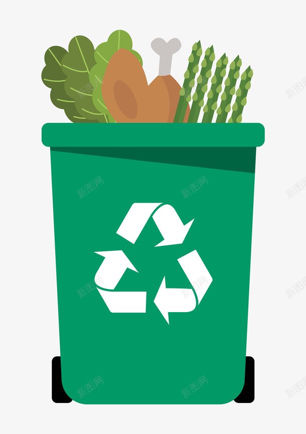 卡通手绘绿色的垃圾桶png免抠素材_新图网 https://ixintu.com 卡通动漫 卡通垃圾桶 卡通手绘 垃圾桶 绿色的 装满垃圾的
