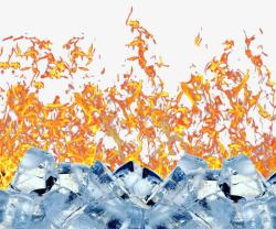 冰与火火焰冰块上燃烧的火焰高清图片