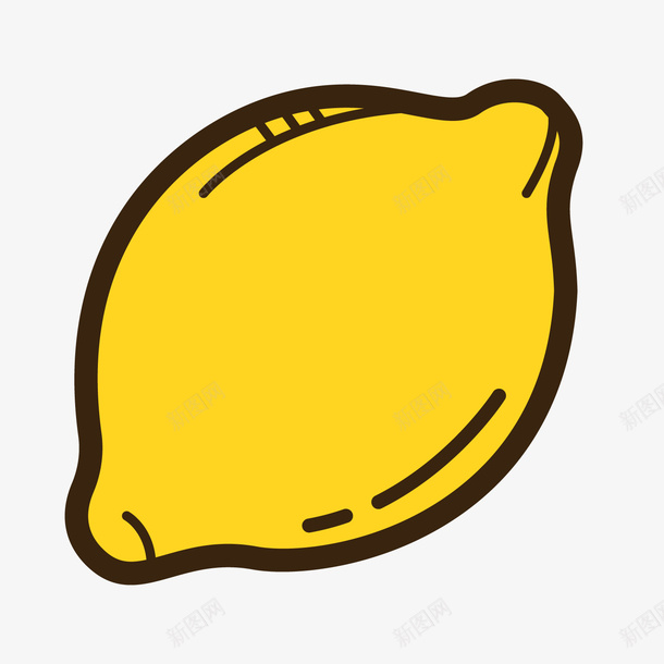 黄色手绘柠檬元素png免抠素材_新图网 https://ixintu.com 卡通插画 弧度 弯曲 扁平化 手绘 柠檬 水果 食物 黄色