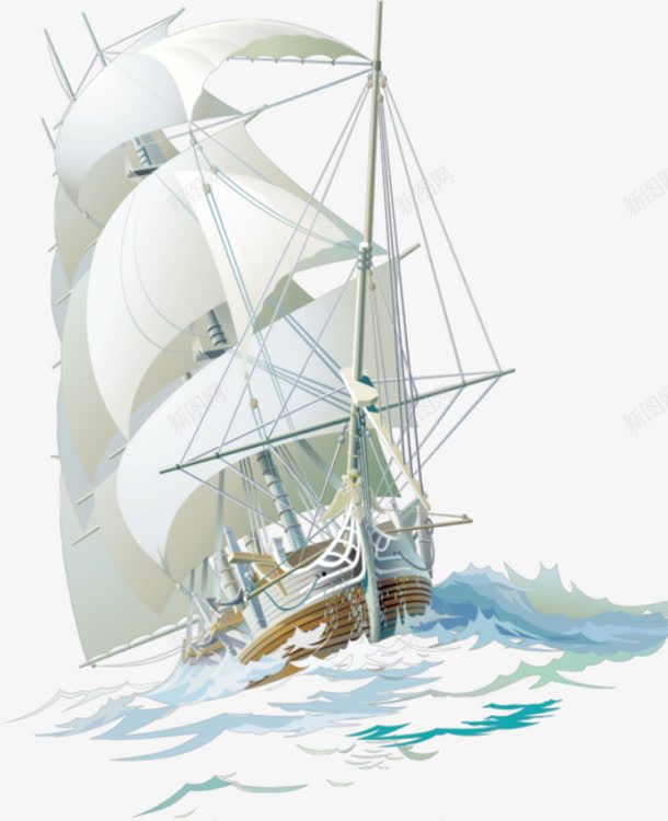 帆船png免抠素材_新图网 https://ixintu.com 商船 大船 帆船 白色船只 航帆 航海 船只