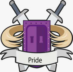 刀剑设计图紫色盾牌徽章标签矢量图高清图片