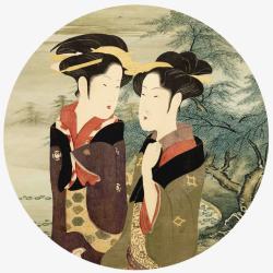日式人物日本浮世绘人物元素高清图片