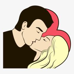 国际接吻日手机情侣热情接吻插画高清图片