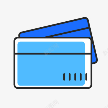 蓝色手绘银行卡商务图标矢量图图标