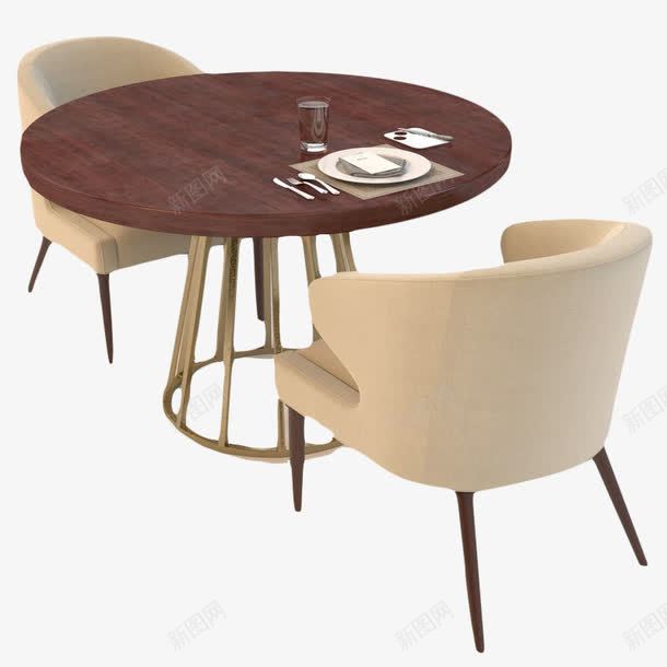 圆形咖啡桌椅png免抠素材_新图网 https://ixintu.com 咖啡桌 咖啡桌椅 圆形咖啡桌椅 桌子 桌椅 棕白色 棕白色桌子