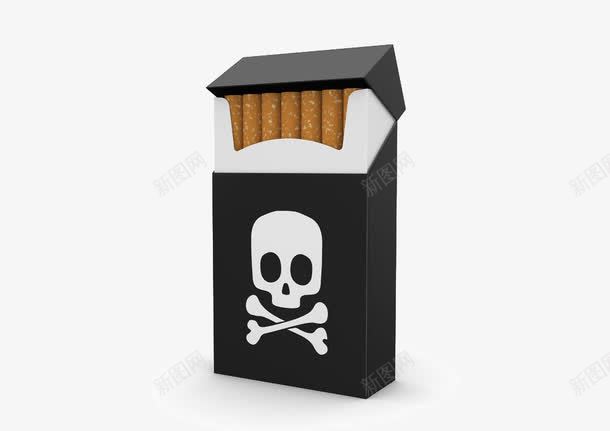 创意禁烟png免抠素材_新图网 https://ixintu.com 不抽烟 立体烟盒 装满烟的黑色烟盒 骷髅头