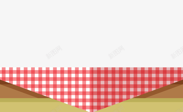 红色格子桌布png免抠素材_新图网 https://ixintu.com 卡通木桌 卡通餐桌 格子桌布 红色桌布 背景装饰