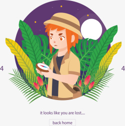 404页面设计丛林探险迷路的人矢量图高清图片
