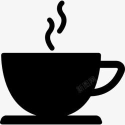矢量热饮料咖啡杯热饮料的黑色剪影图标高清图片