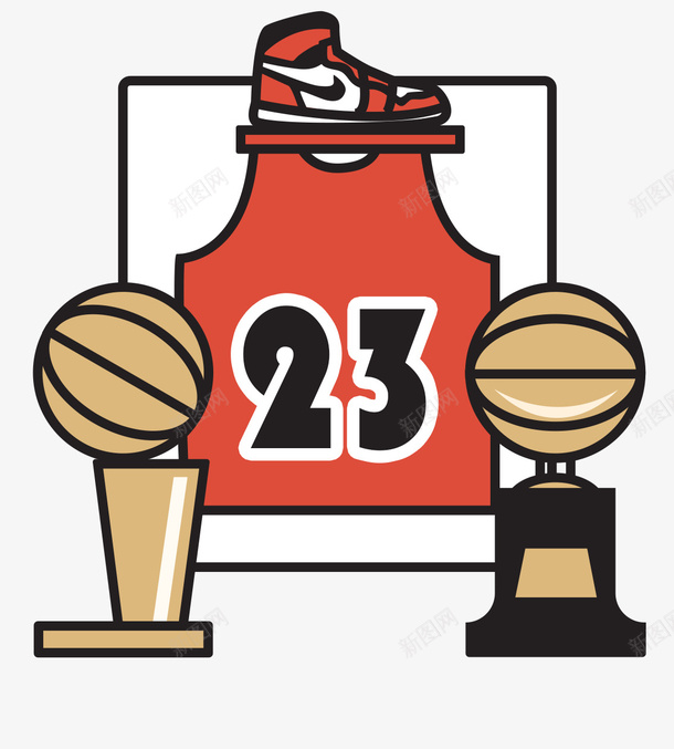 NBA篮球可爱图标插图png_新图网 https://ixintu.com 23号 NBA 可爱 图标插图 总冠军奖杯 球衣 球鞋 球鞋海报 篮球