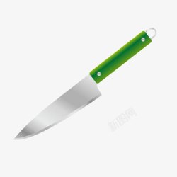 水果刀金属质感绿色水果刀菜刀矢量图高清图片
