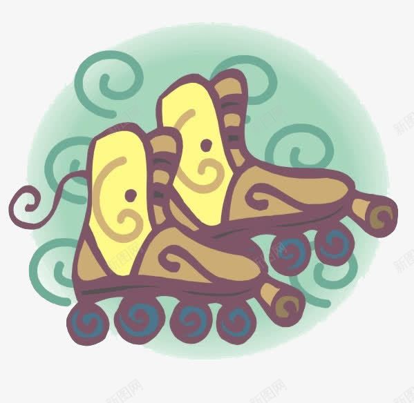 棕黄色轮滑鞋卡通插图png免抠素材_新图网 https://ixintu.com 休闲娱乐 卡通插图 棕黄色 轮滑鞋