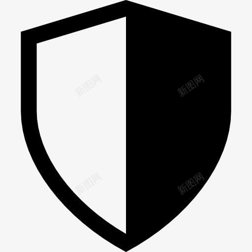 盾图标png_新图网 https://ixintu.com 一半 中 交易 安全 屏蔽 工具和用具 形状工具 盾牌 黑色和白色