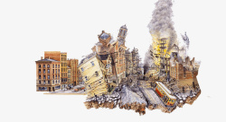 遭到破害城市被地震的沦陷高清图片
