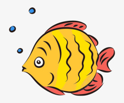 吹泡泡的鱼卡通手绘黄色的鱼高清图片