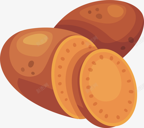 切片的红薯矢量图ai免抠素材_新图网 https://ixintu.com 切片 圆形 甜味 红薯 美味 褐色 食物 食用 矢量图