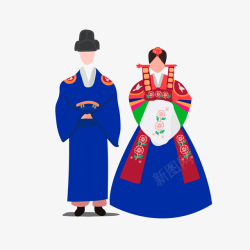 韩国新郎新娘手绘图素材