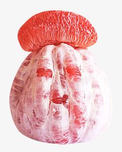 剥皮柚子人工剥皮的红柚子高清图片