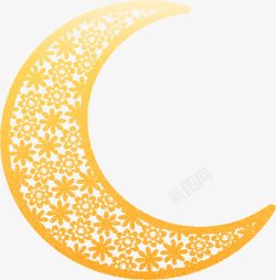 花纹月亮金色浮雕花月亮高清图片