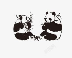 熊猫竹叶手绘大熊猫高清图片