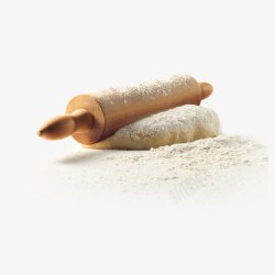 面粉和面木质擀面棒擀面团高清图片