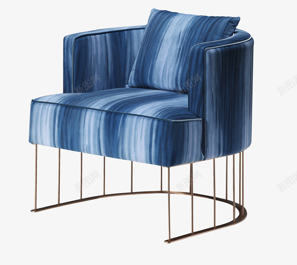 蓝色格调的沙发png免抠素材_新图网 https://ixintu.com 创意 沙发 花纹 蓝色