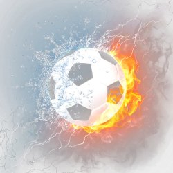燃烧的足球水火交融燃烧足球高清图片