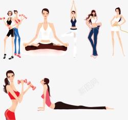 瑜伽卡通人物卡通美女健身运动高清图片