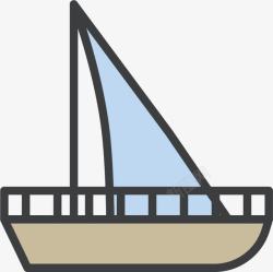 帆船卡通渔船素材