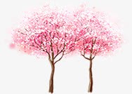 日本樱花树彩绘合成素材