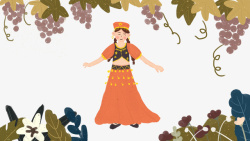 免抠新疆女孩卡通新疆服饰的女孩高清图片