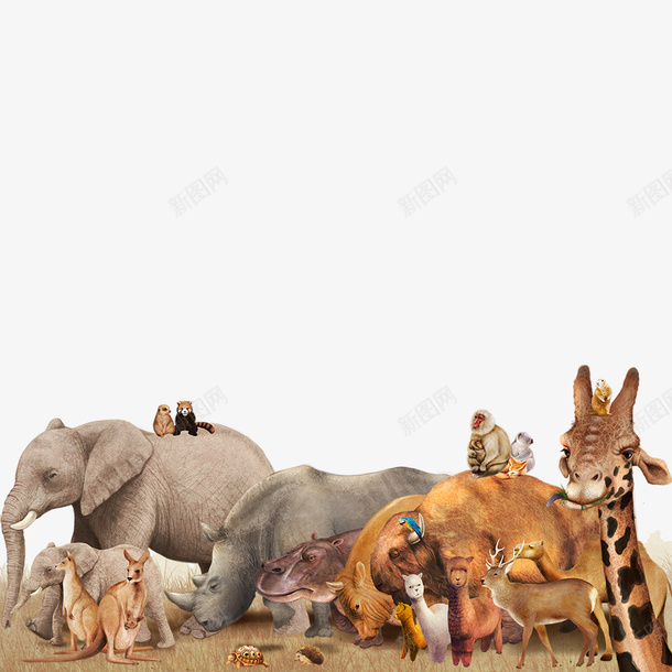 动物园png免抠素材_新图网 https://ixintu.com zoo 动物园 可爱小动物 大象 斑马 松鼠 猴子 角马 长颈鹿