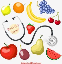 有机水果设计说明健康的食物矢量图高清图片