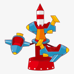 机动卡通游乐场旋转火箭机动游戏插画矢量图高清图片