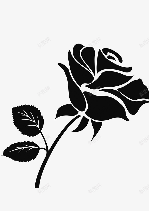 玫瑰植物黑白png免抠素材_新图网 https://ixintu.com 植物 玫瑰 玫瑰纹身 黑白