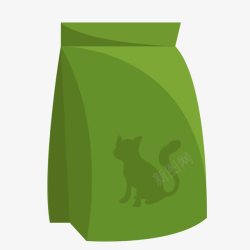 手绘一袋绿色猫粮素材